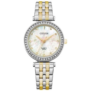 CITIZEN 星辰錶 ER0214-54D 時尚水晶石英腕錶/白蝶貝面 30mm