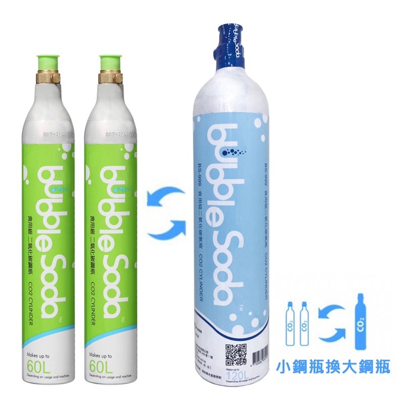 【BubbleSoda】食用級二氧化碳氣泡水鋼瓶-（2瓶60L換購1瓶120L)