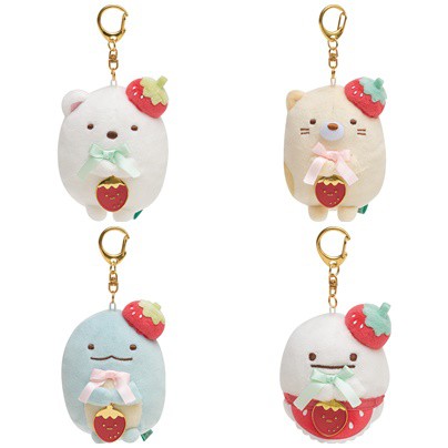 草莓來襲~~現貨~日本正版👍 San-X 角落生物鑰匙圈 貓咪 恐龍 白熊 幽靈 小夥伴