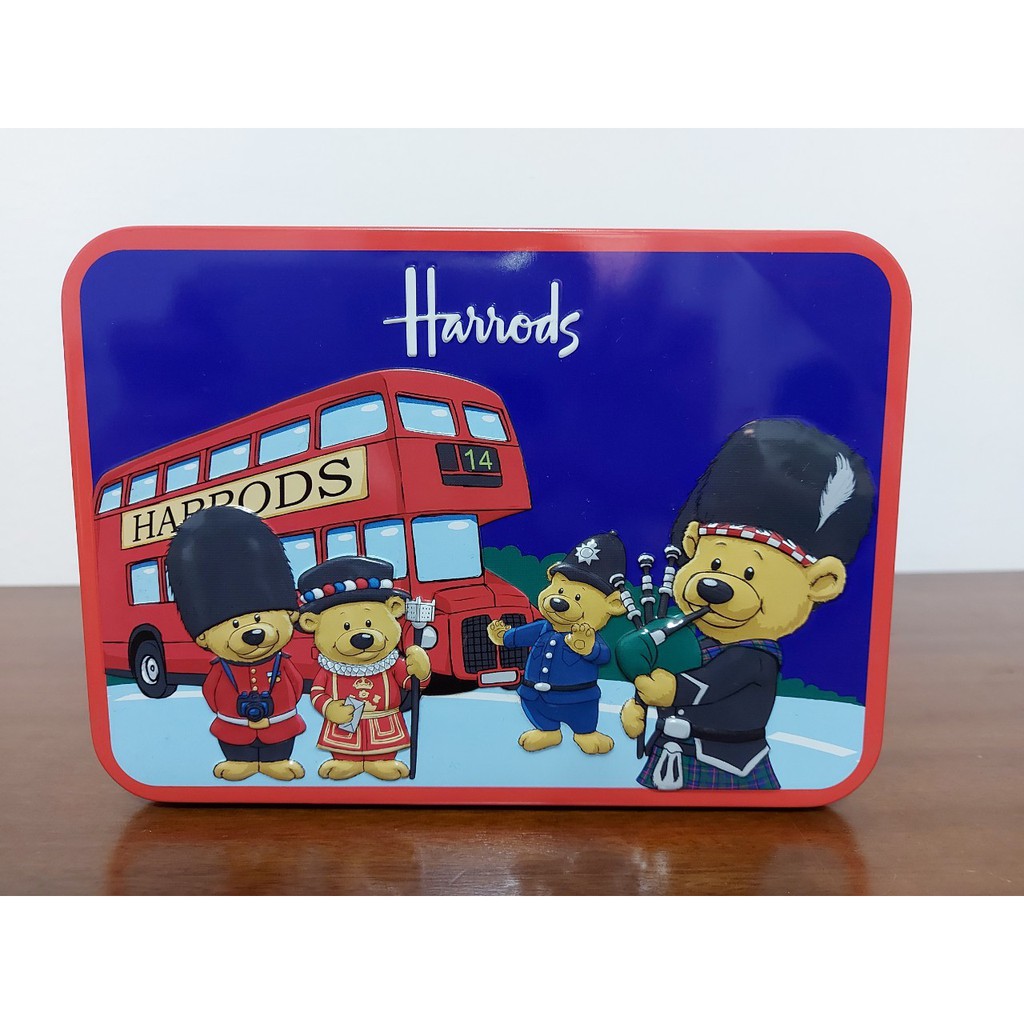 【居家收納】Harrods哈洛德英國雙層巴士小熊衛兵造型鐵盒