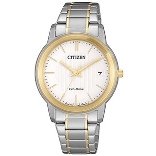 CITIZEN 星辰 FE6016-88A 經典簡約光動能氣質腕錶 /金+銀 33mm