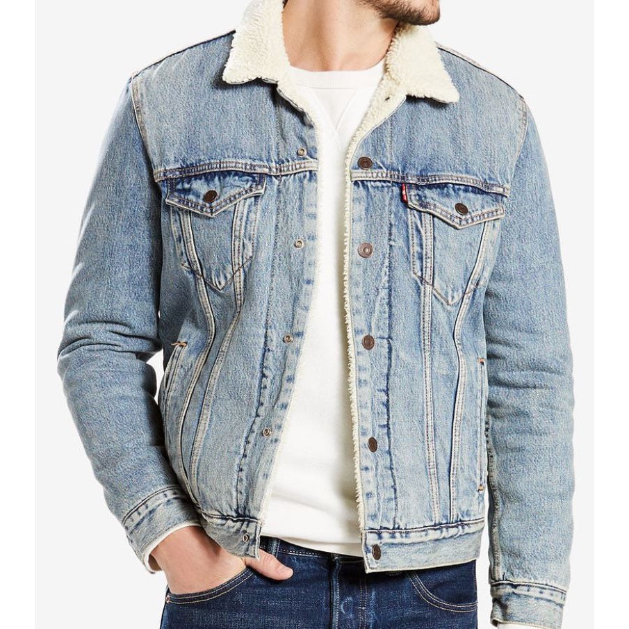 現貨【羊絨裡毛領】日本LEVIS Sherpa Trucker Jacket 復古藍鋪棉袖牛仔外套保暖夾克