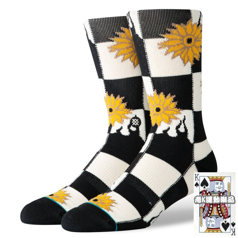 STANCE街頭系列款sunblaze 黑白格 太陽花 經典流行 襪子 中筒襪 NBA 潮流穿搭好物