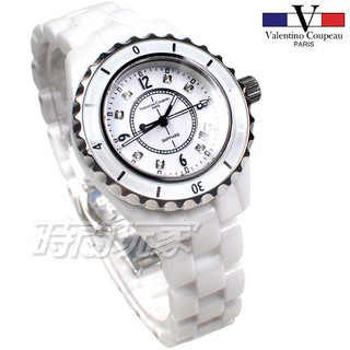 valentino coupeau范倫鐵諾 V61210白小 晶鑽數字時刻白陶瓷防水女錶 女錶 防水手錶 日期視窗