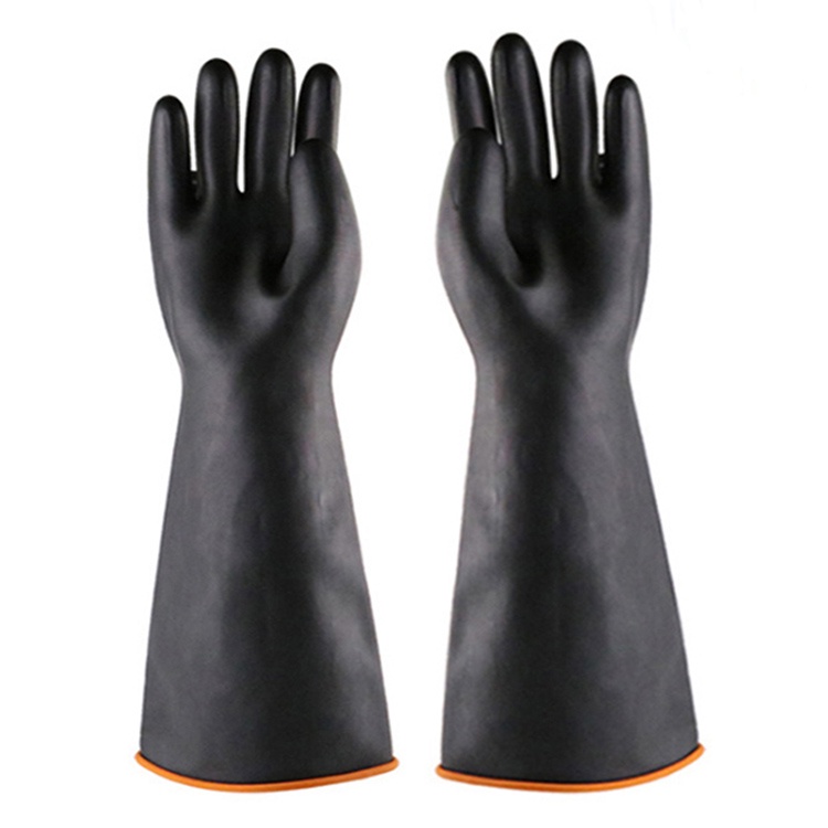 ♥乳膠手套♥ 現貨 工業耐酸鹼 乳膠手套  黑色加長厚防水腐蝕 耐磨牛筋橡膠皮勞保防護