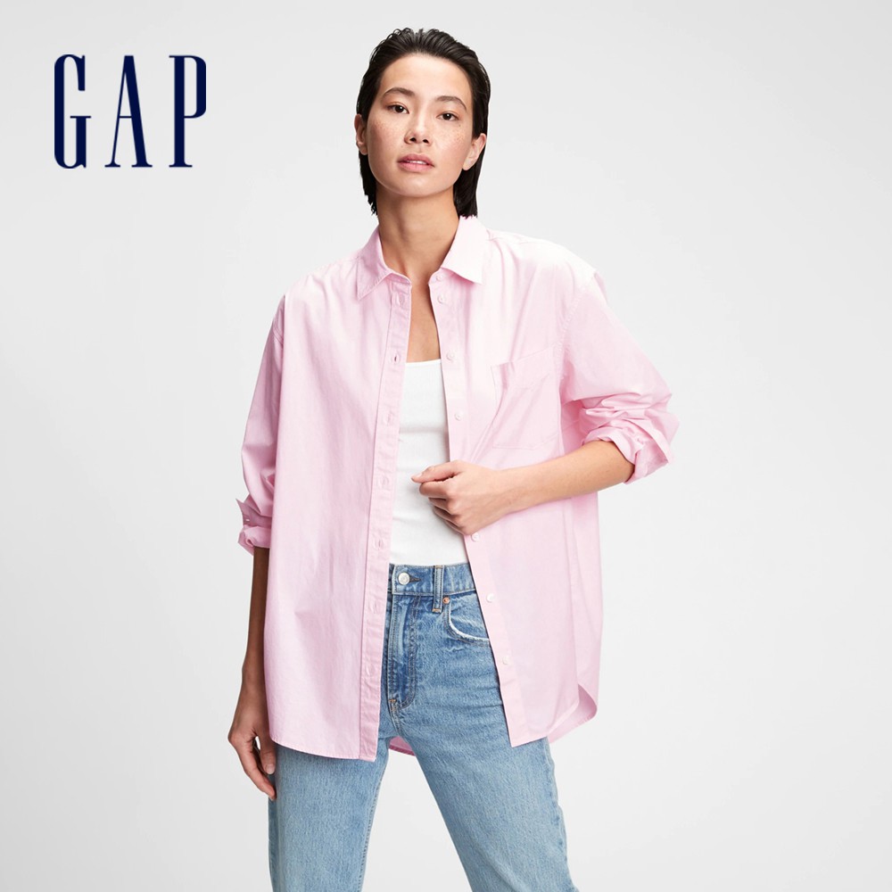 Gap 女裝 長袖襯衫-粉色(660904)