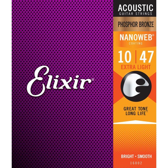 Elixir NANOWEB 16002 (10-47) 薄膜 防鏽 磷青銅 木吉他弦 民謠吉他弦 [唐尼樂器]