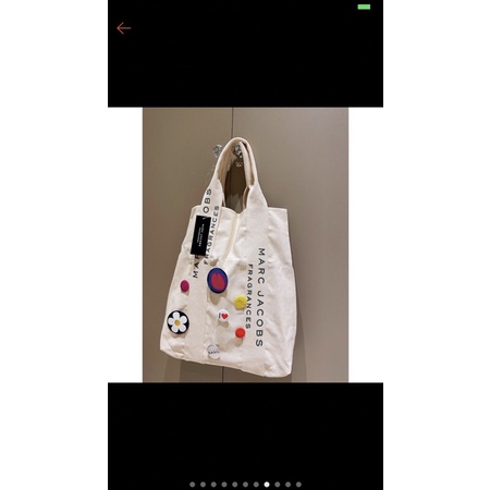 ♥️🤎🖤現貨！ Marc Jacobs 帆布包（厚實有份量）購物袋托特包環保包；帆布包。和照片一模一樣，別針已別好。全新