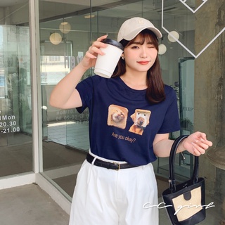 CCGIRL中大尺碼 喵嗚♡旺旺!可愛貓狗卡通印花T恤上衣-共2色- 適L～5L《 31481 》大碼女裝 大尺碼上衣