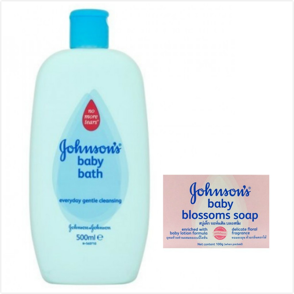 【義大利 Johnson's 嬌生】嬰兒沐浴精(溫和洗淨)(500ml)*3+潤膚香皂-花朵清香(100g*12入)