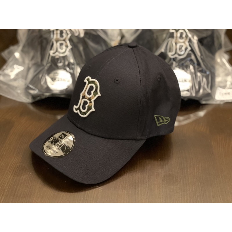 New Era MLB紅襪隊 棒球帽，9FORTY海軍藍迷彩 B（可調式）