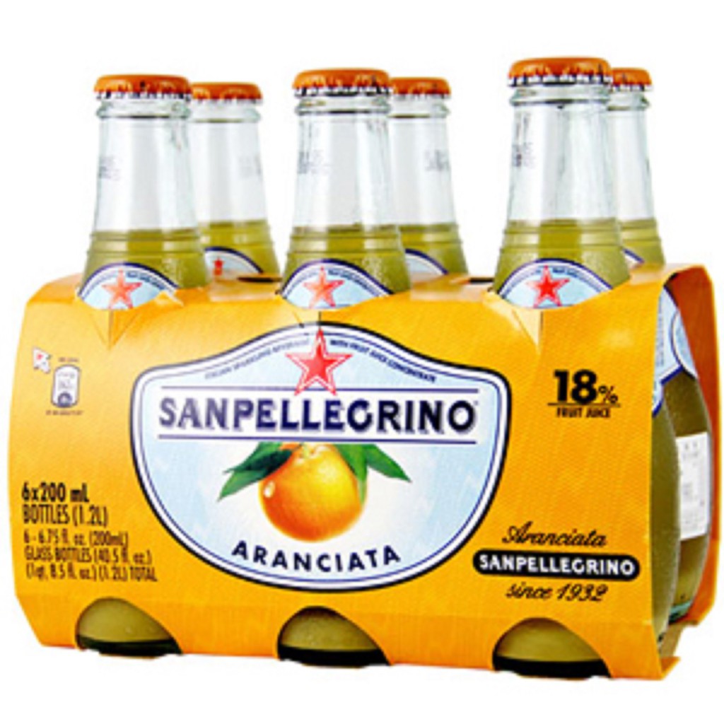 S.Pellegrino  聖沛黎洛 氣泡水果水(甜橘口味)200mlX24瓶X箱(玻璃瓶)