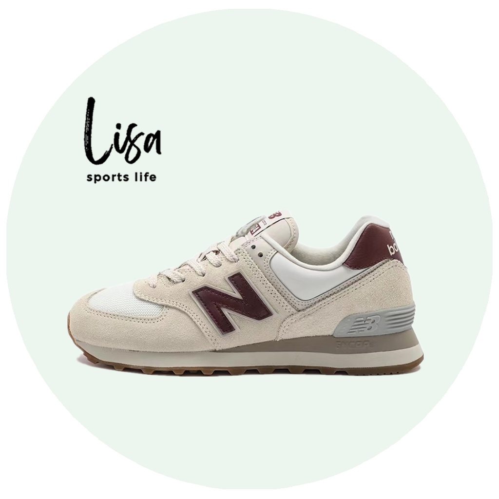 Lisa 現貨免運 新款 New Balance 574 米白 酒紅 nb574 低幫 復古 慢跑鞋WL574RCF-B