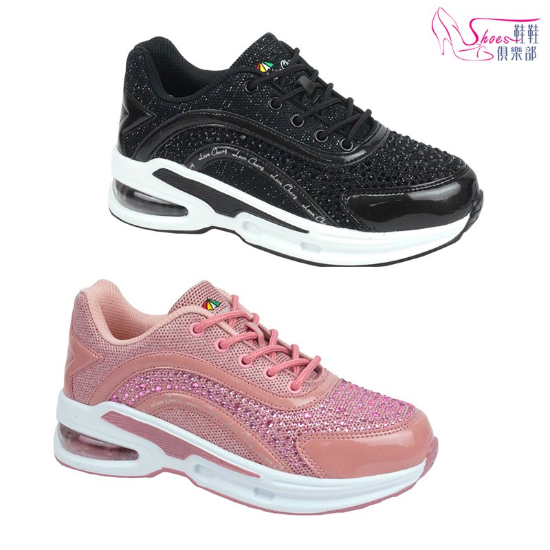 鞋鞋俱樂部 Leon Chang雨傘 晶鑽流線美體氣墊鞋 170-LDL7685 黑、粉紅