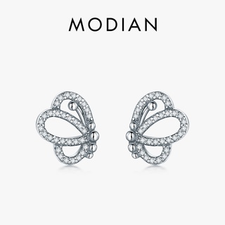 Modian 可愛魅力蝴蝶復古耳釘 925 純銀品牌時尚水晶耳釘女士首飾