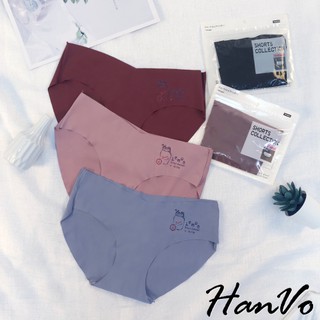 【HanVo】小瓶子印花冰絲無痕中低腰女生內褲 獨立包裝 時尚設計女生內著 彈性舒適親膚涼感 內褲 A11- 5561