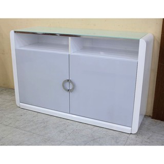 【歐風別館】曼尼4.2尺白色亮面烤漆餐櫃【基隆至台中免運費】