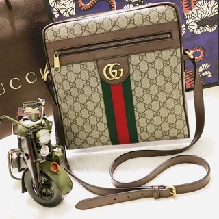 二手旗艦 GUCCI 547934 咖啡色 PVC 皮革飾邊 拉鍊 日字包 斜背包 郵差包(公益店)15501