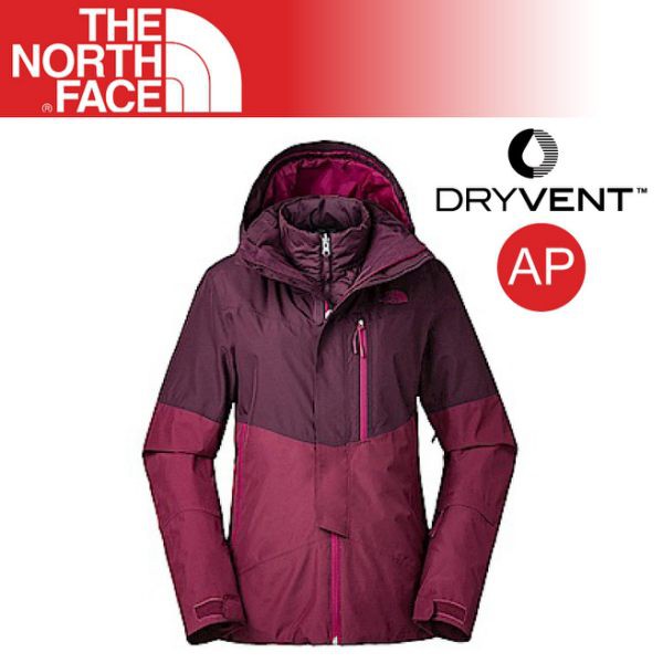 【The North Face 女 DV兩件式防水外套《酒紅》】3KQX/DryVent /保暖外套/連帽外套/悠遊山水