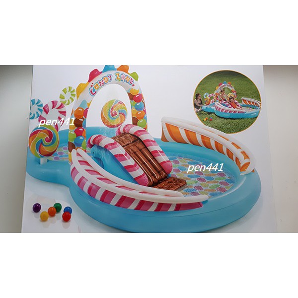 玩樂生活 美國INTEX 57149 彩色糖果溜滑梯充氣戲水池 兒童球池 幼兒夏天玩水池 遊戲池(免費維修 瑕疵換新品)