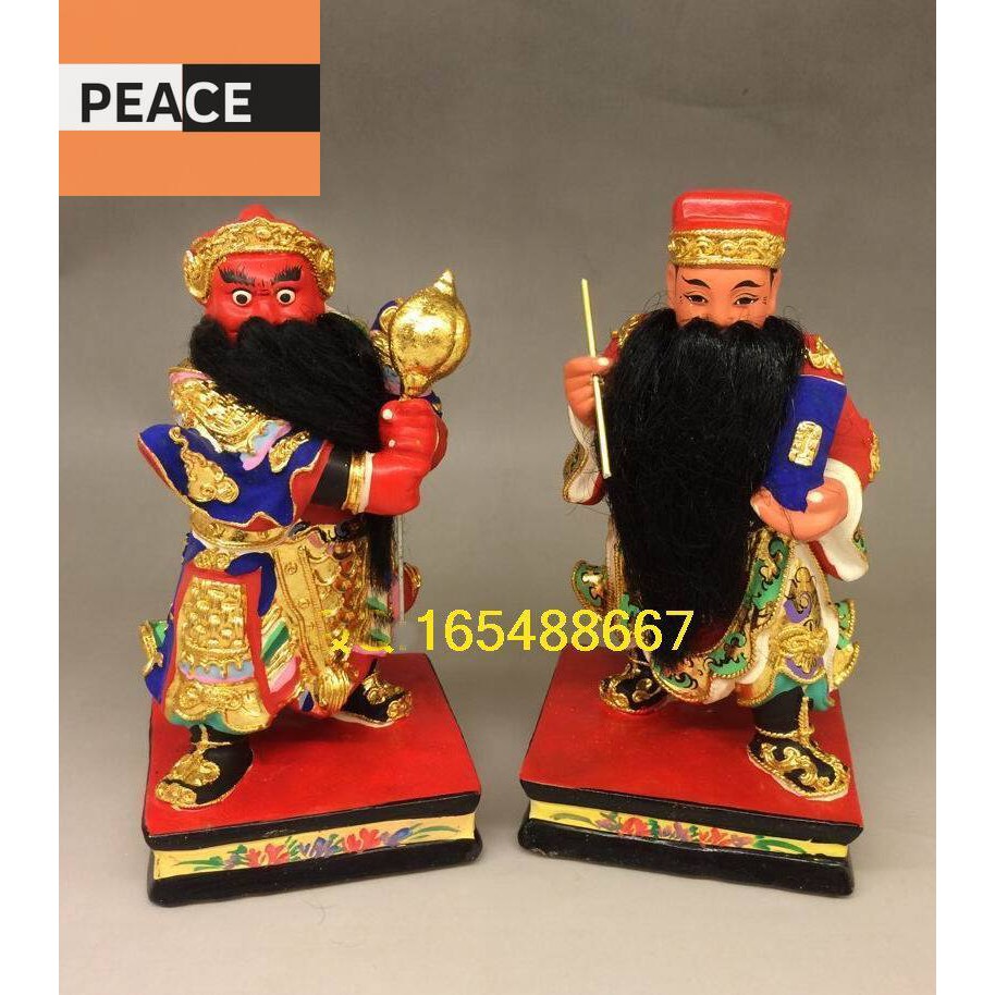 文判官武判官文武判官佛像神像訂做漆線雕香樟木雕15cm 蝦皮購物