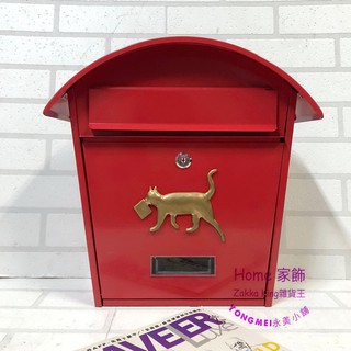 [HOME] 圓頂小貓信箱 超取限1件 歐式紅色貓咪信箱 蘇格蘭紅色 信件箱意見箱 郵筒郵件 耐候性佳