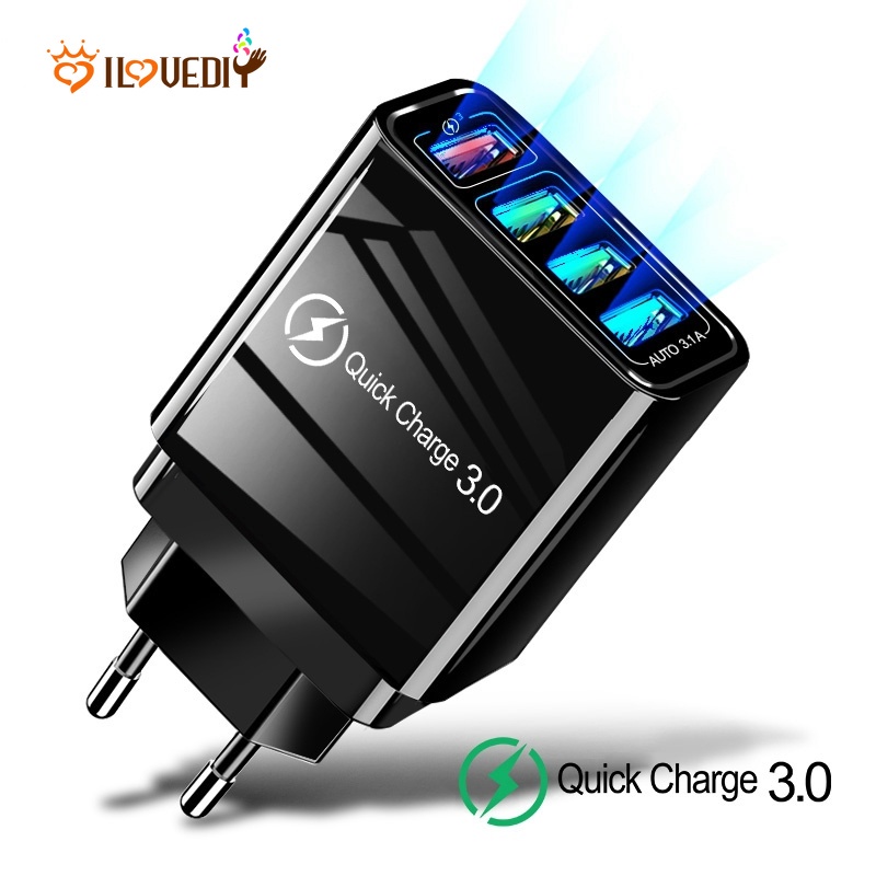 4 端口 Quick Charge QC 3.0 USB 充電器 / 快速充電壁式充電器兼容 Android 手機三星小