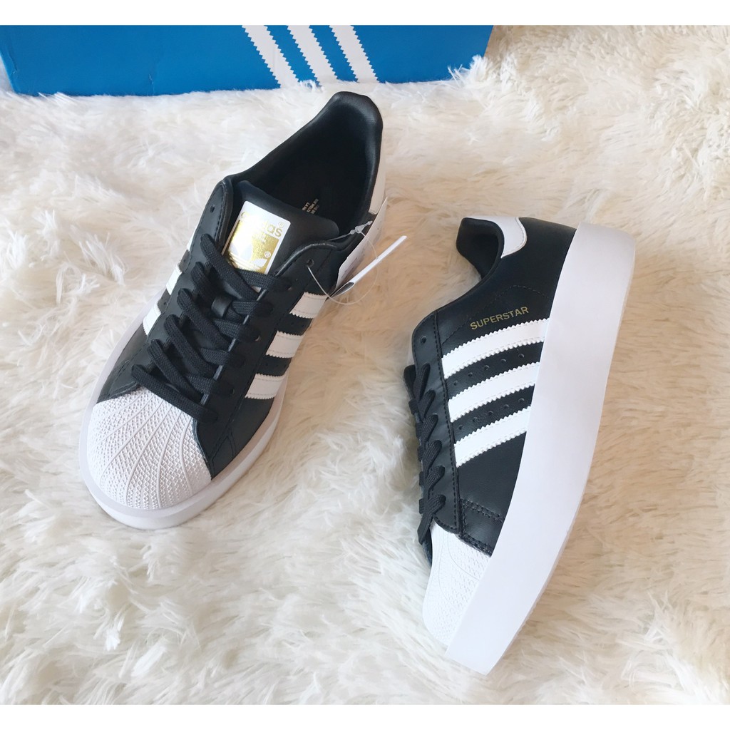 英國代購 adidas Superstar Bold Platform W 金標厚底黑色增高 BA7667