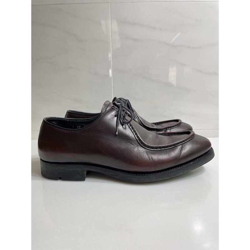 PRADA 酒紅男綁帶皮鞋 7.5 EU42