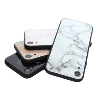 iPhone 大理石鋼化玻璃殼 防刮TPU軟邊 保護殼 蘋果鋼化玻璃手機殼 玻璃殼 用於 iX/XS/XR/8/7/6