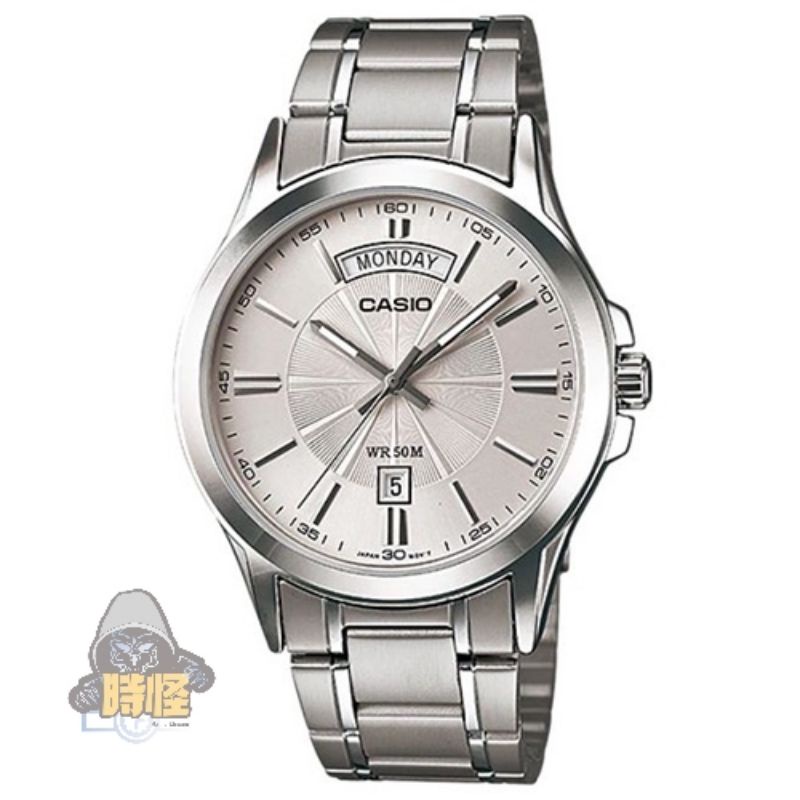 【CASIO】台灣卡西歐公司貨 時尚貴族系不鏽鋼腕錶 50米防水-銀(MTP-1381D-7A)