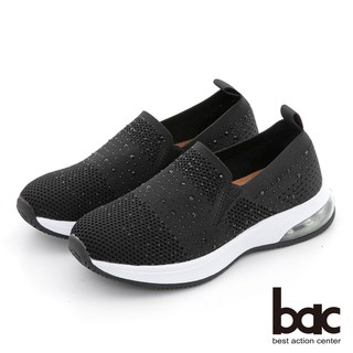 【bac】包覆感飛織水鑽休閒鞋 - 黑色