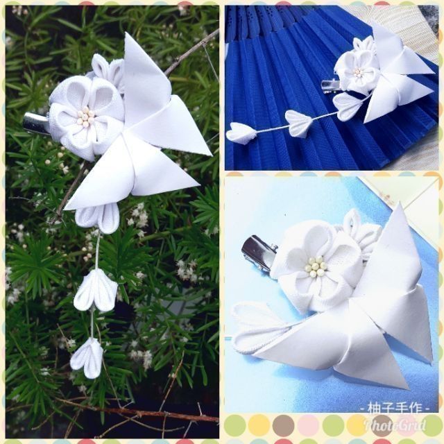 柚子手作 和風布花 雪蝶 日式布花 白無垢浴衣髮夾藝妓花魁和風cosplay極樂淨土陰陽師初音尼爾2b和服變裝覺醒刀劍