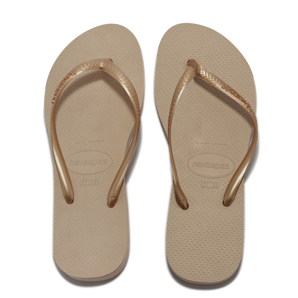 Havaianas 拖鞋 Slim Flatform 香檳金 厚底 夾腳 人字 哈瓦仕 ACS 41445370570W