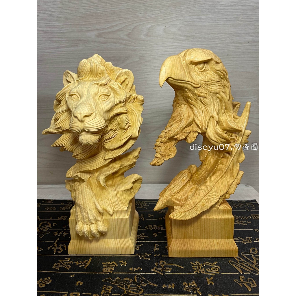 【東天佛俱】檜木老鷹獅子 動物木雕擺件 居家辦公室 裝飾擺飾禮品