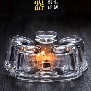 （皇家茶莊）燭臺耐熱玻璃花茶壺加熱保溫底座茶具配件蠟燭溫茶爐暖器煮茶心形