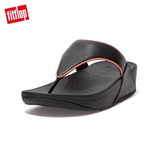 【fitflop】lulu pop binding toe-post sandals全皮革經典夾腳涼鞋-女(黑/柔和粉)