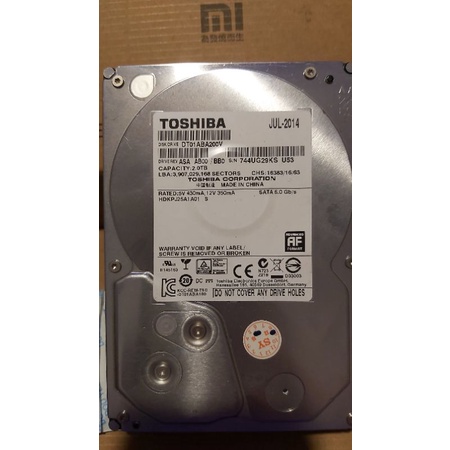 Toshiba 3.5吋2TB硬碟，二手良品
