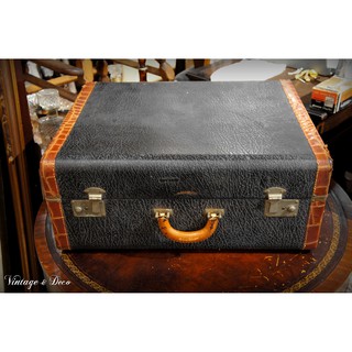 美國古董深藍色絨布內裡行李箱 復古手提箱 復古旅行箱 [BOX-0277]
