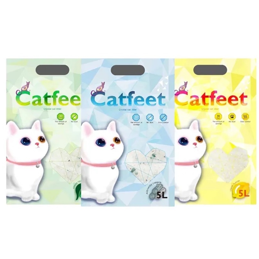 CatFeet 除臭水晶貓砂5L【單包/6包組免運】活性碳/綠茶/檸檬  低粉塵 吸臭力超強 貓砂『WANG』