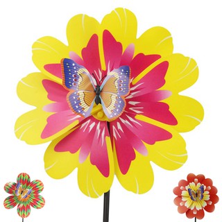 花朵造型立體風車 + 跳動昆蟲 (中) 直徑25cm/一支入 膠面彩色風車-AA-5363