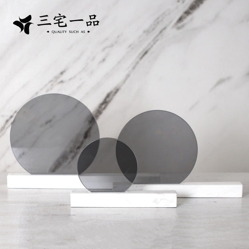 現貨特價 北歐家飾擺件創意莫蘭迪高級灰樣板房玻璃大理石輕奢客廳家居飾品 蝦皮購物