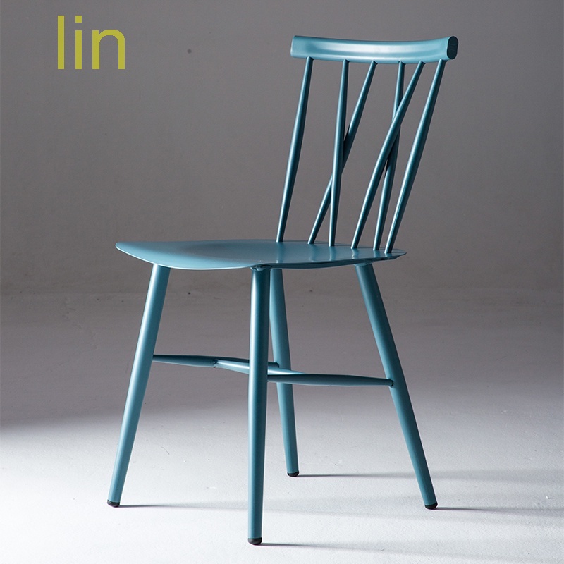 lin簡約現代鐵藝溫莎椅設計師椅金屬餐椅清新書房椅臥室椅子輕奢風椅