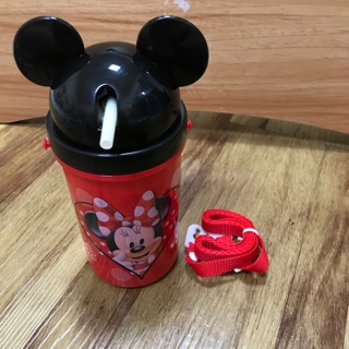 香港迪士尼 紅色米奇 水壺 水杯 付杯帶
