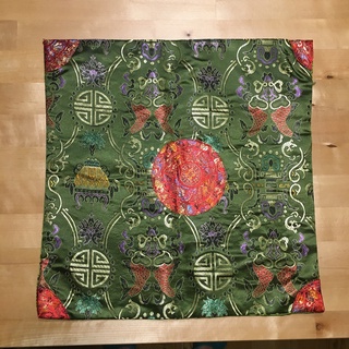 全新 中國風 刺繡 抱枕套 枕頭套 緞面 秋香綠 綠色 一組兩入 不拆售