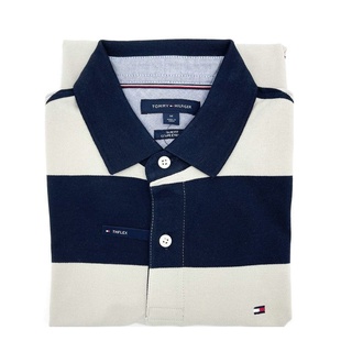 TOMMY HILFIGER 條紋網眼POLO衫 男裝 短袖POLO衫 T81630 藍/灰白色條紋(現貨)