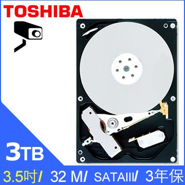 TOSHIBA 監控用硬碟3TB(3000G)容量!! 3.5吋 32MB SATA3介面!!