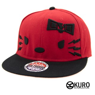KURO-SHOP紅色黑色帽沿ANGRY CAT電繡棒球帽板帽