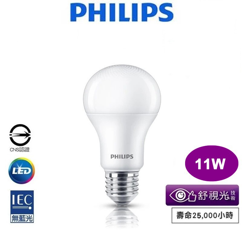 【出清特賣】飛利浦 PHILIPS LED 燈泡 舒視光 11W 黃光【森活光鋪】