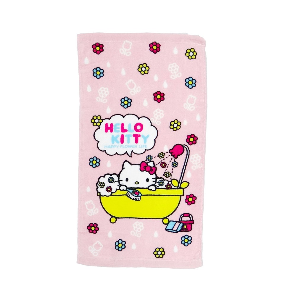 【Sanrio三麗鷗】凱蒂貓花朵浴缸童巾 100%棉 28x54cm